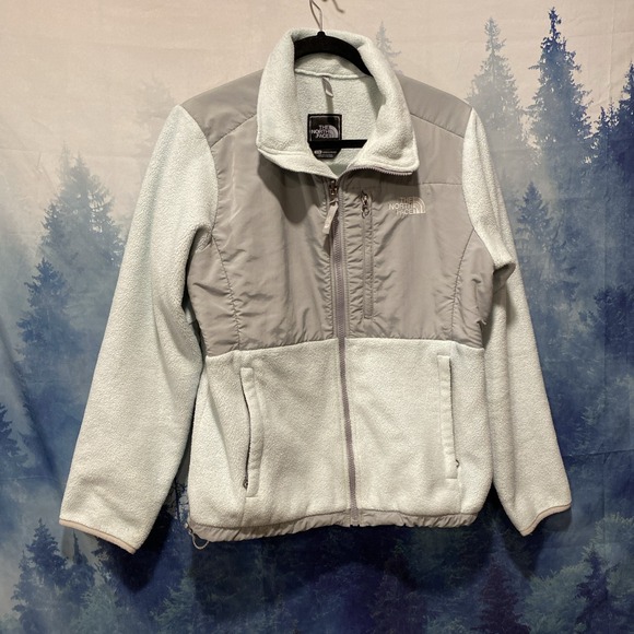 The North Face - Denali Fleece Jacket - Women's M Zip Up - Light Gray & Blue - Picture 1 of 4